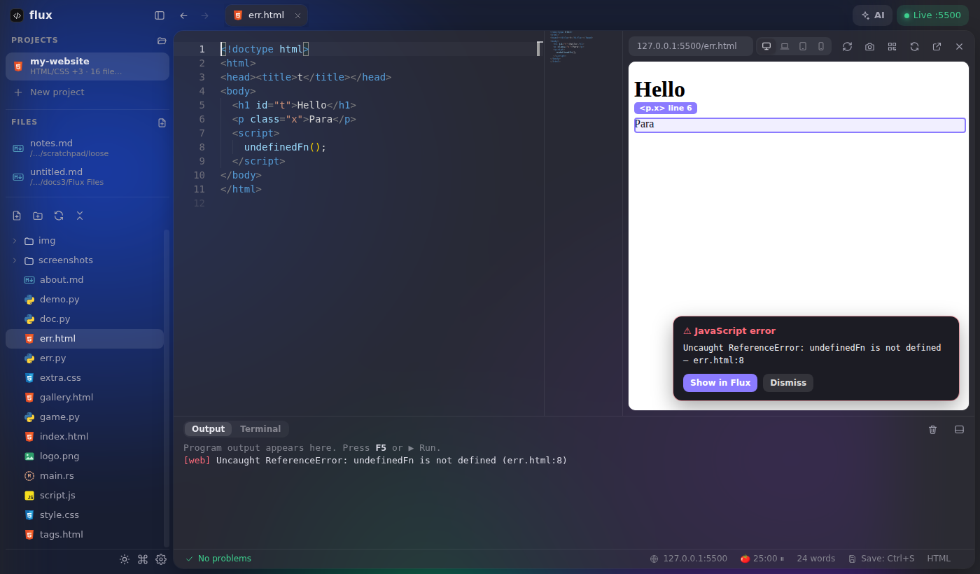 Live Server in Flux